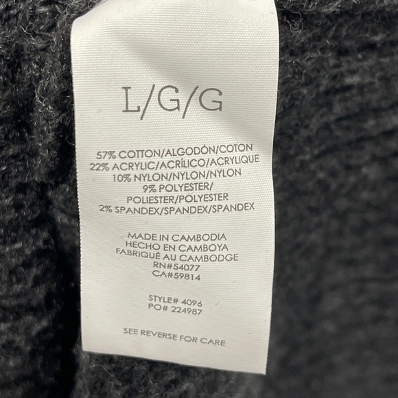 CAbi #4096 Heathered Gray Long Vowl Neck Sweater Cotton Blend Size Large - Picture 3 of 4